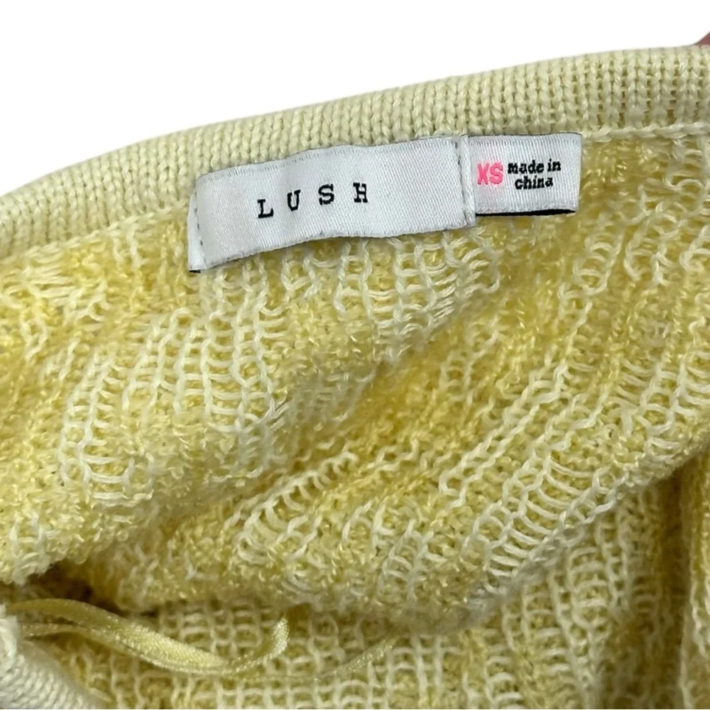 Lush Soft Yellow Knit Fringe Halter Dress - Size XS - Picture 5 of 7